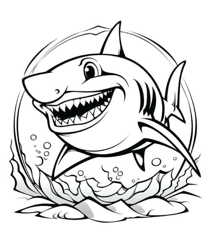 con cá mập tô màu hình ảnh đơn giản