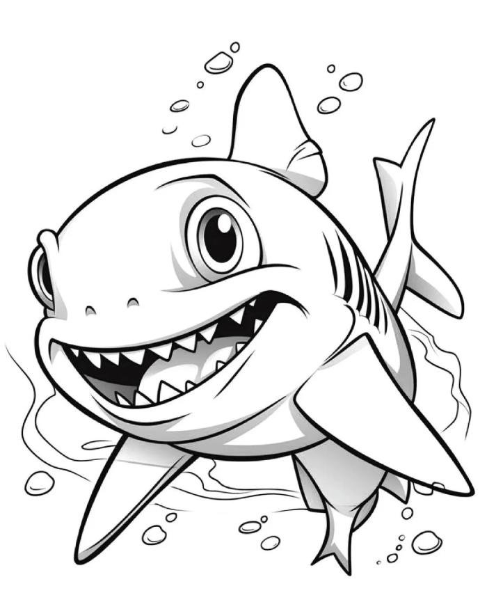 con cá mập tô màu phù hợp trẻ mầm non