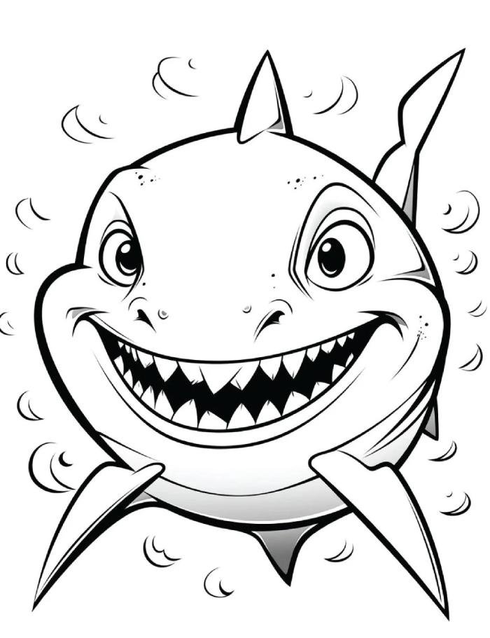 con cá mập tô màu theo phong cách hoạt hình