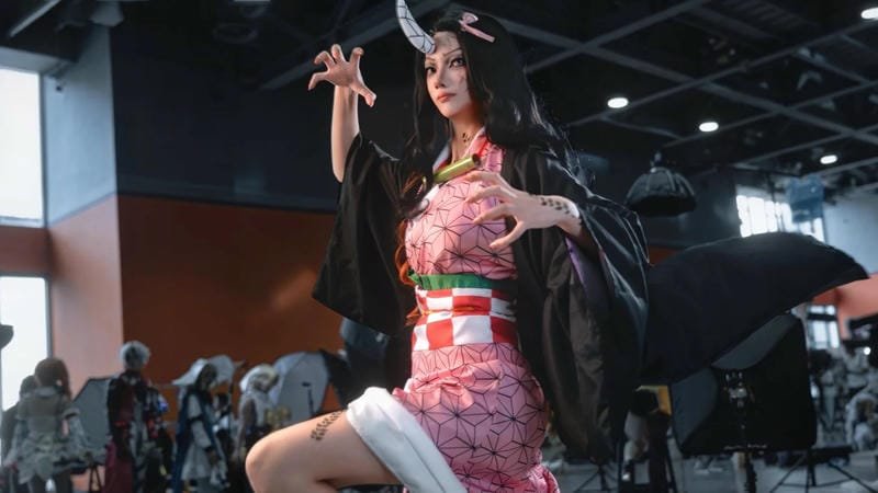 cosplay nezuko dưới ánh nắng chiều