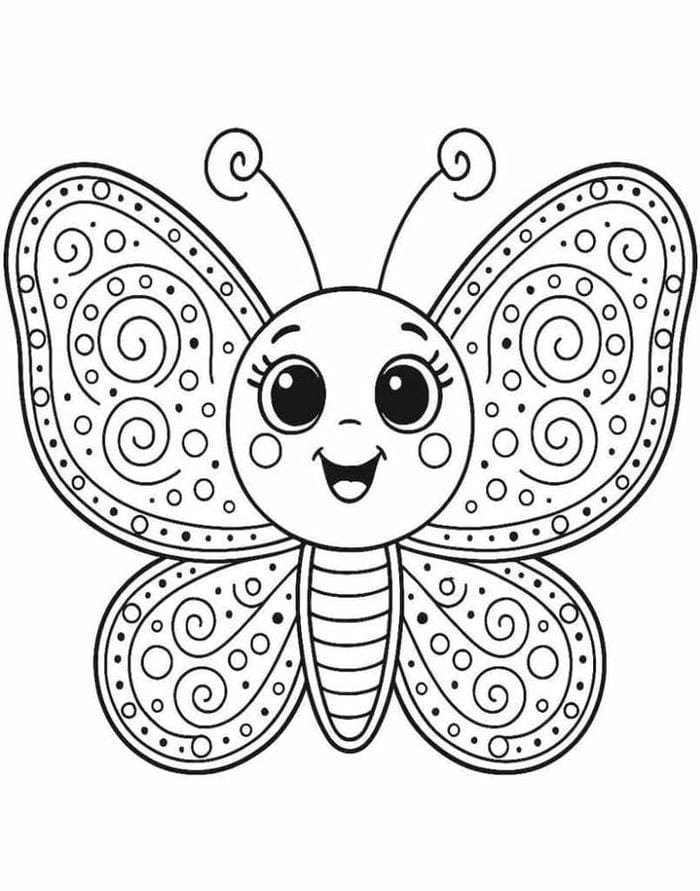 dáng bay nhẹ tranh tô màu con bướm dễ thương