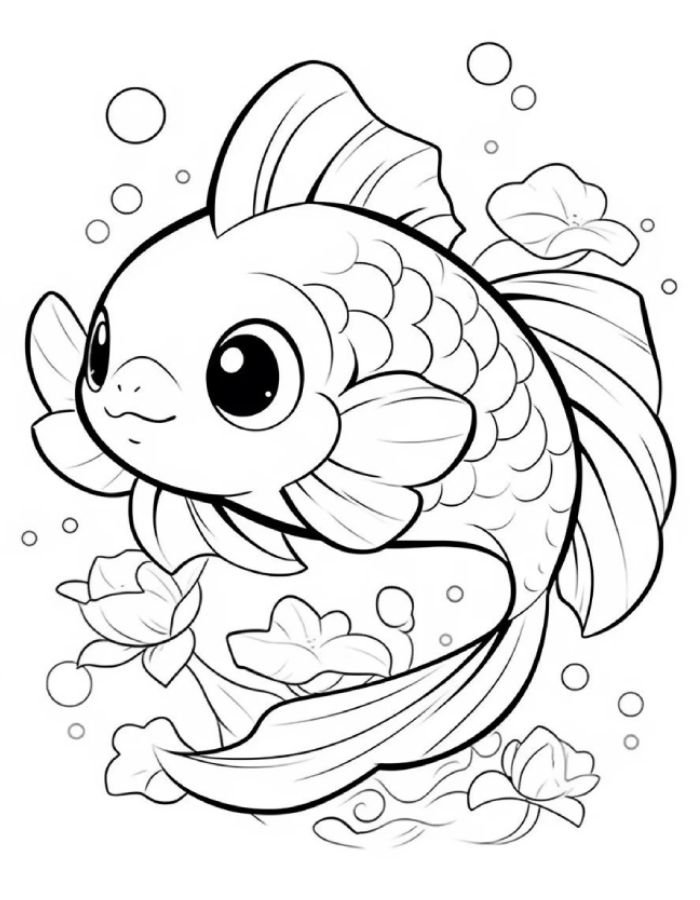 đề tài luyện màu tranh tô màu con cá chép