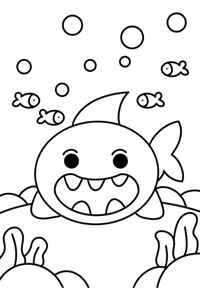 đề tài tranh tô màu cá mập dùng trong lớp học