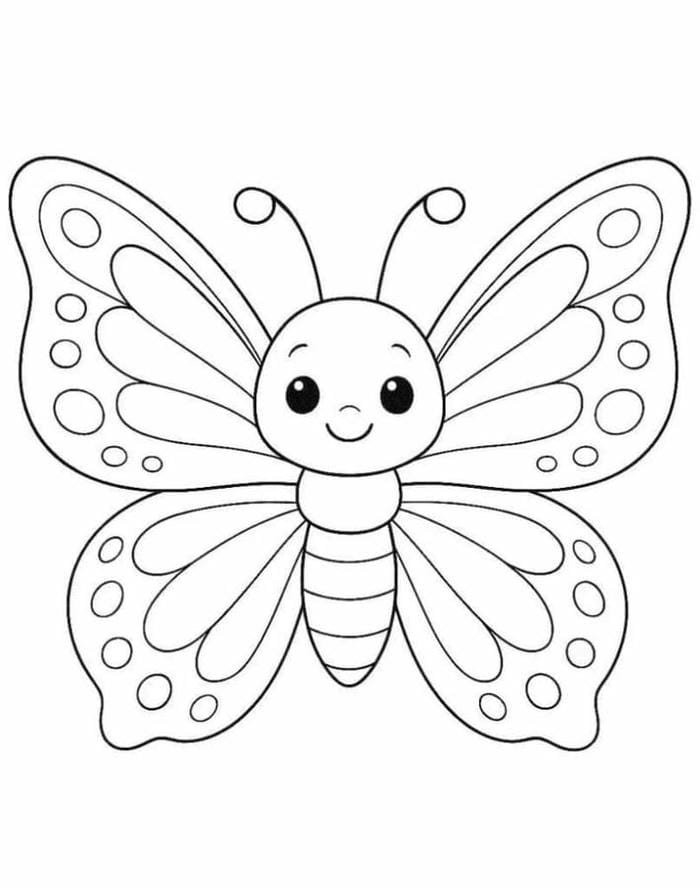 đề tài tranh tô màu con bướm dễ thương