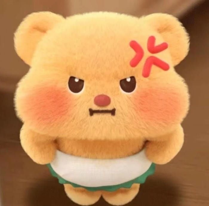 gấu nhỏ cute meme tức giận phồng má