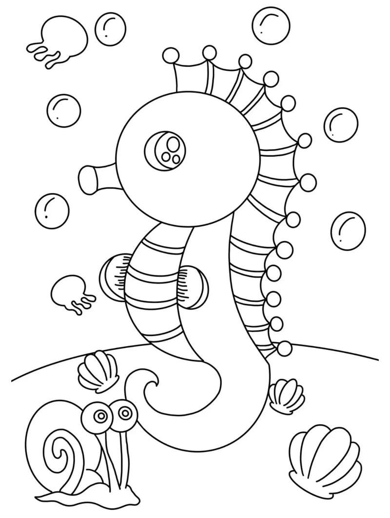 giờ học nhẹ nhàng với tô màu con cá ngựa