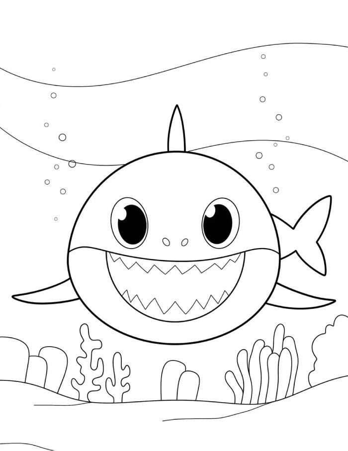 giờ học sinh động tranh tô màu con cá mập