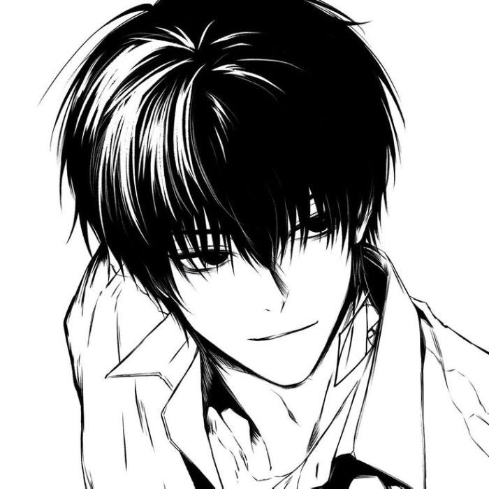 hình ảnh anime trắng đen ánh mắt buồn