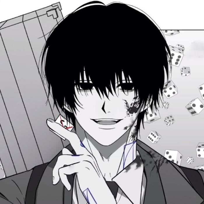 hình ảnh anime trắng đen gương mặt trầm