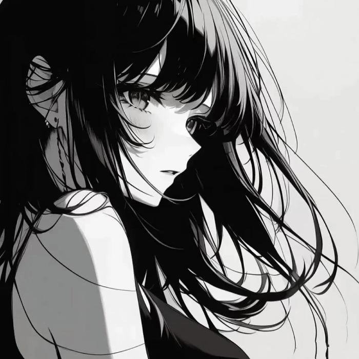 hình ảnh anime trắng nữ đen góc nhìn gần