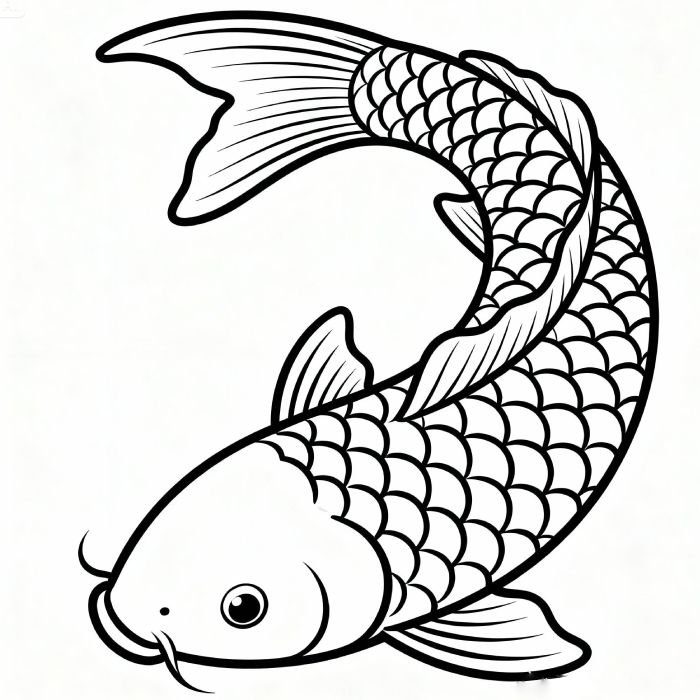 hình ảnh dân gian trong tranh tô màu con cá chép vàng