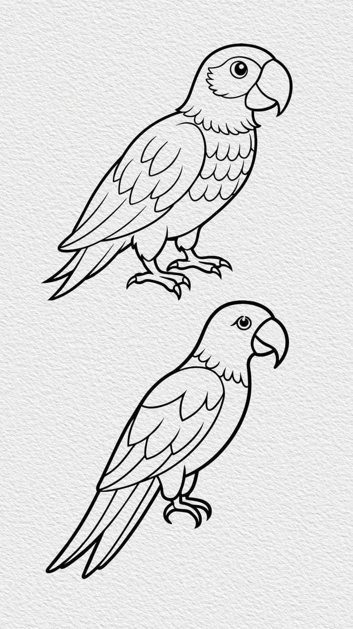 hình ảnh gần gũi từ tranh tô màu con chim vẹt