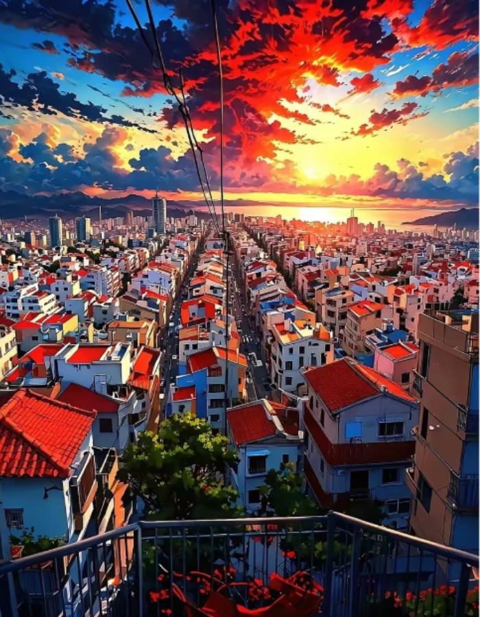 hình ảnh phong cảnh anime thị trấn đẹp