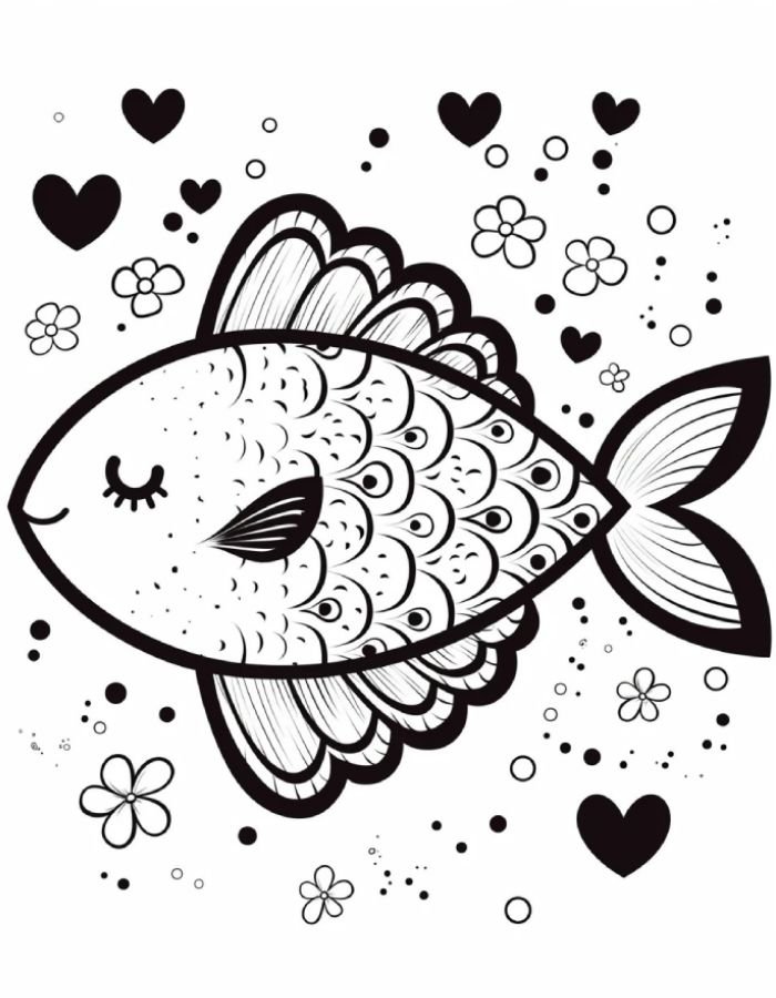 hình ảnh quen thuộc trong tranh tô màu con cá chép vàng