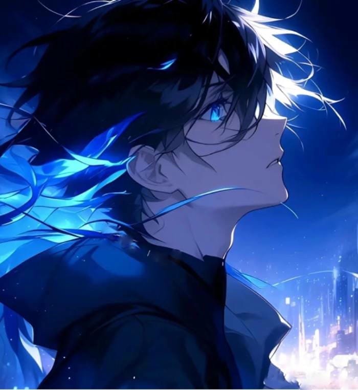 hình nền anime nam ảnh ánh sáng xanh đậm