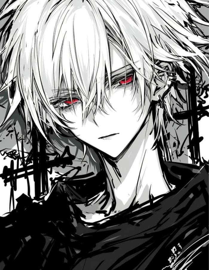 hình nền anime nam ảnh chân dung trắng đen