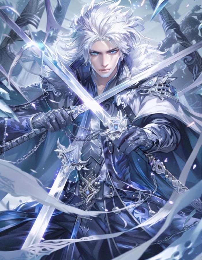 hình nền anime nam ảnh nhân vật tóc bạc ánh xanh