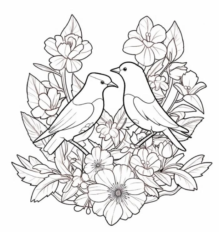 hình quen thuộc trong tranh tô màu con chim