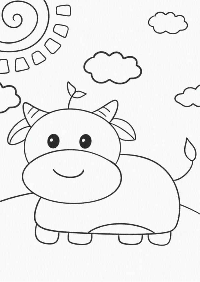 hình tập tô cho trẻ hình ảnh tô màu con trâu