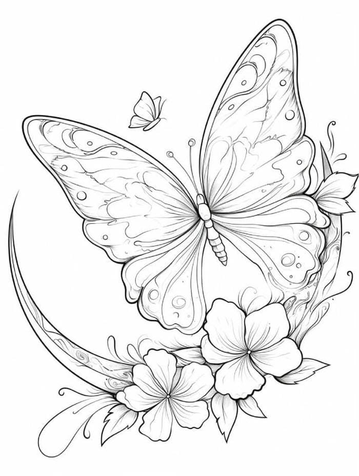 hình tranh tô màu con bươm bướm cho con trẻ