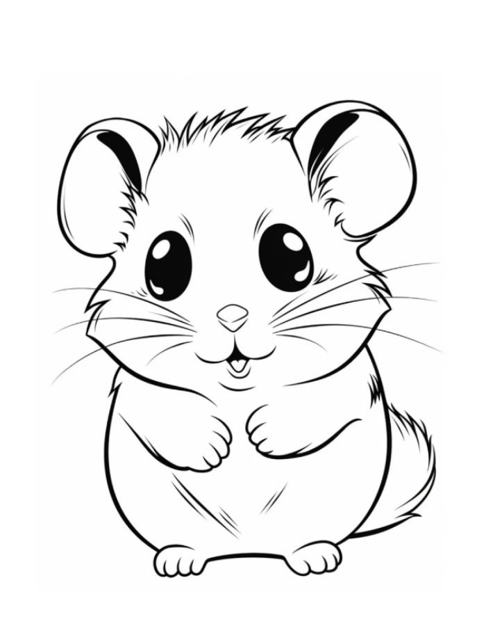 hình tranh tô màu con chuột dễ thương cute