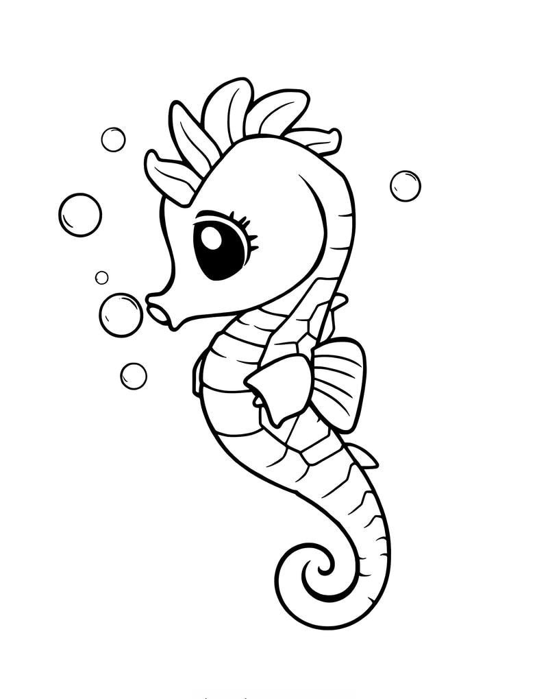 hình vẽ đơn giản của tô màu con cá ngựa