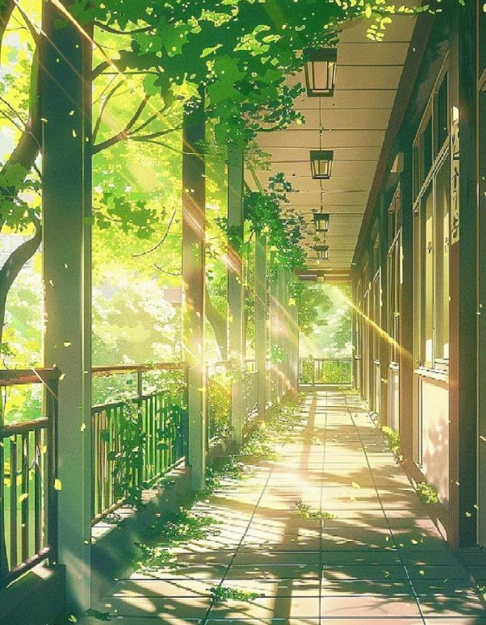 không gian trường học ảnh phong cảnh anime nét