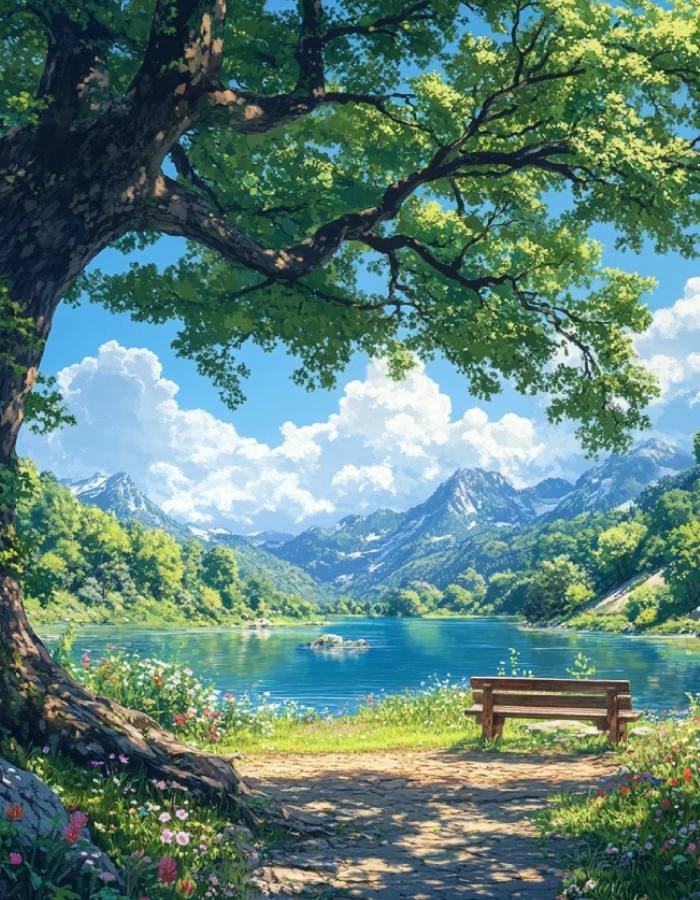 khung cảnh thiên nhiên yên ả ảnh phong cảnh anime