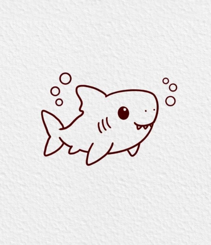 mẫu dễ học trong tranh tô màu cá mập cho bé