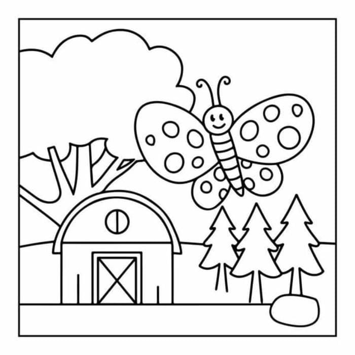 mẫu dễ nhìn tranh tô màu con bướm đơn giản cho bé