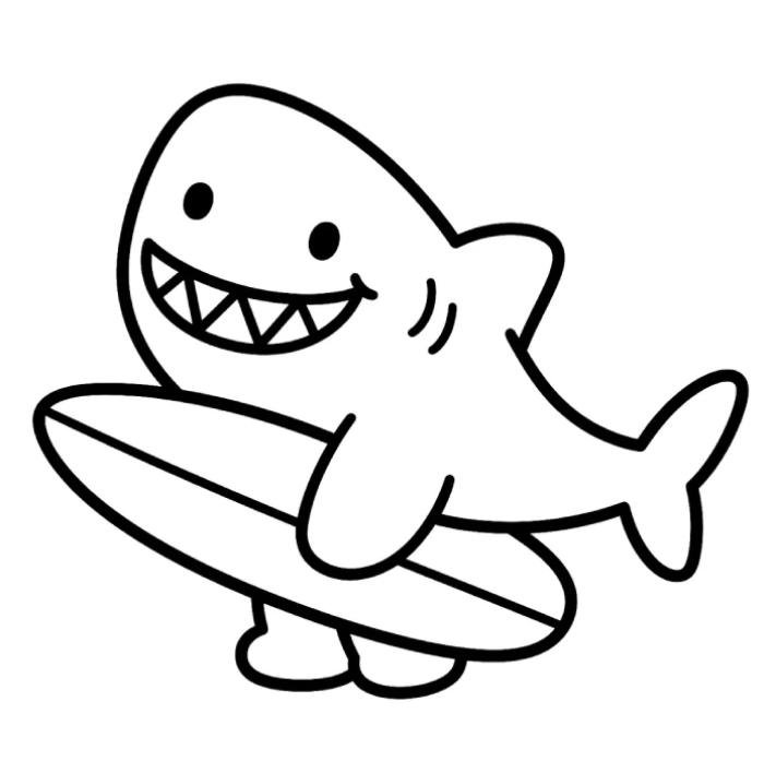 mẫu đơn giản của tranh tô màu con cá mập