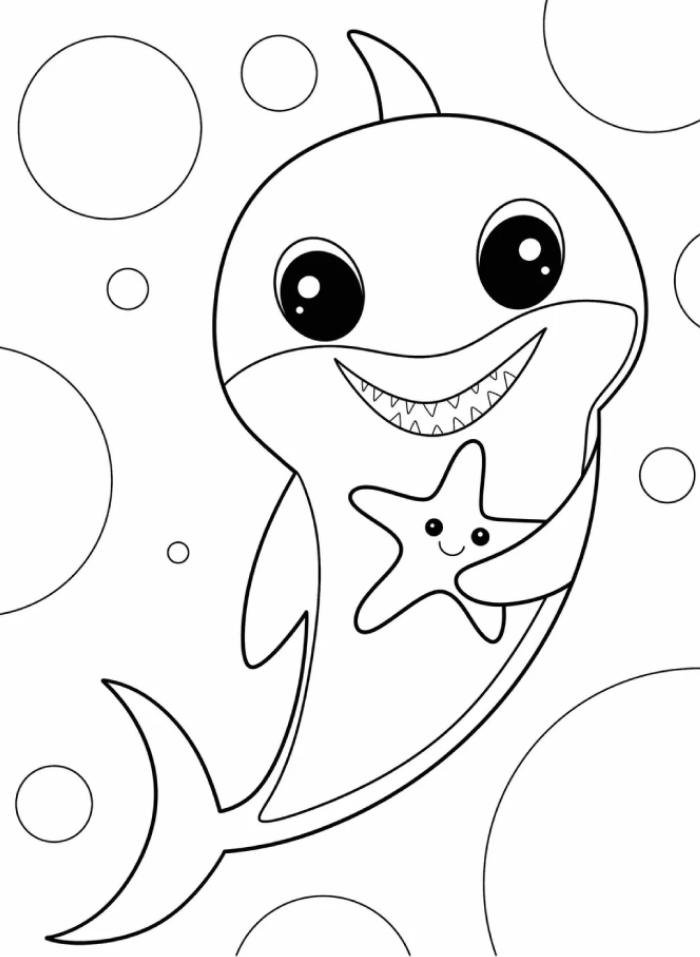 mẫu học tập phù hợp tranh tô màu con cá mập