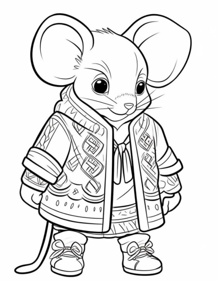 mẫu tranh tô màu con chuột gợi cảm giác gần gũi