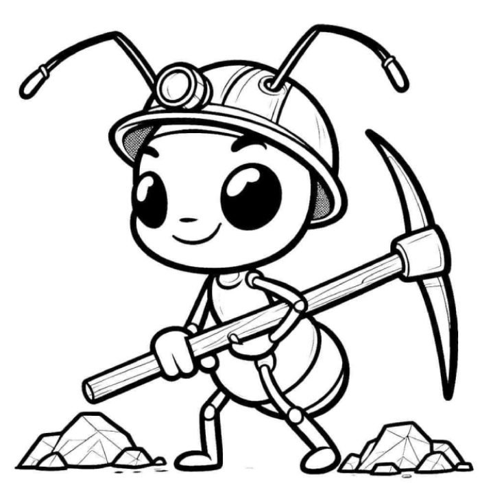 mẫu tranh tô màu con kiến đề tài sinh vật nhỏ