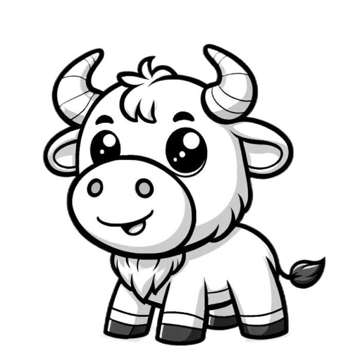 mẫu vẽ dễ nhìn tranh tô màu con trâu đẹp