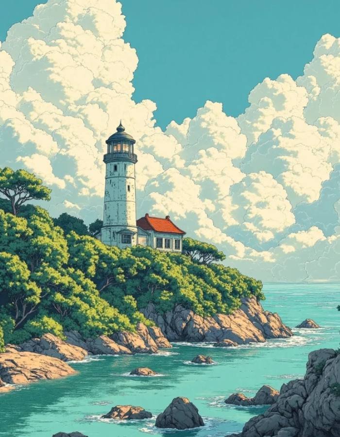 mây trôi chậm giữa ảnh phong cảnh anime