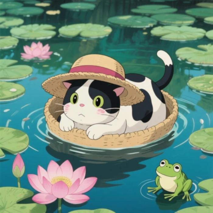 mèo anime trông rất đáng yêu ngây ngô