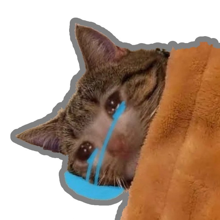 mèo buồn bã sticker khóc úp mặt