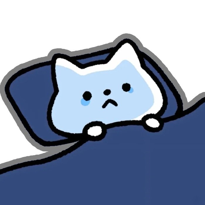 mèo trắng nằm ngủ sticker khóc