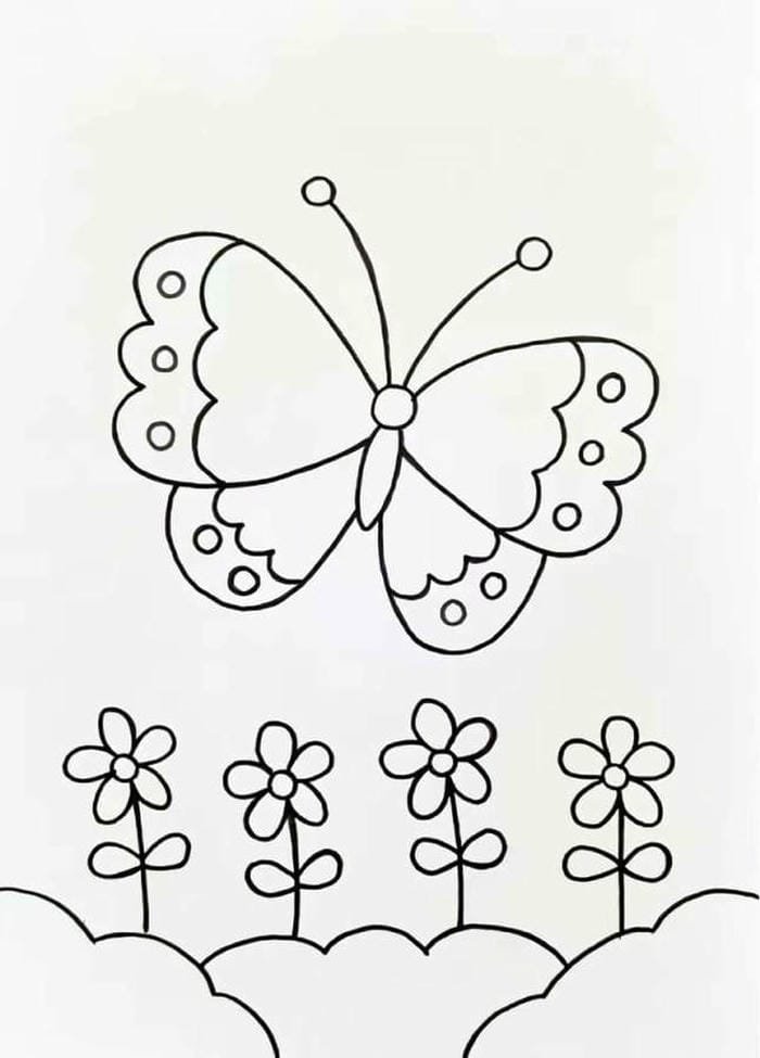 nét cơ bản tranh tô màu con bươm bướm