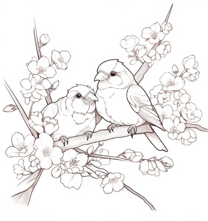 nét đẹp thiên nhiên từ tranh tô màu con chim