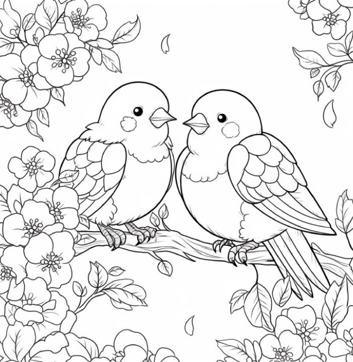 nét gần gũi trong tranh tô màu con chim sẻ