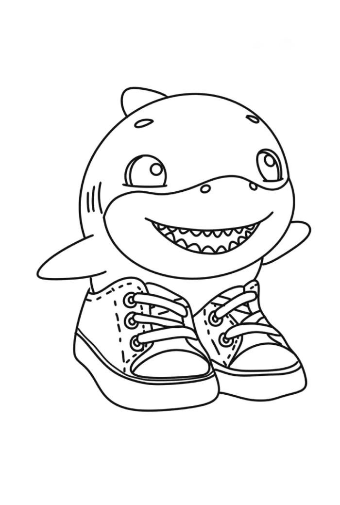 nét hoạt hình qua con cá mập tô màu