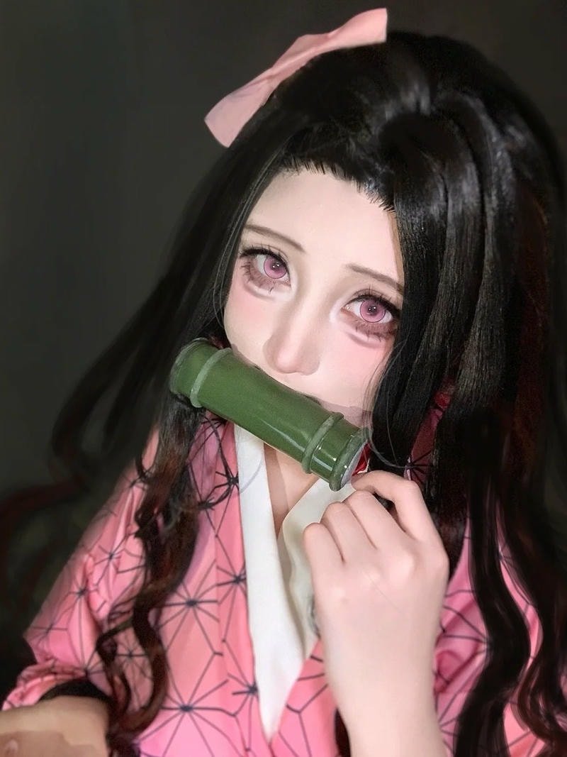 nezuko cosplay bộ ảnh chân dung cận cảnh