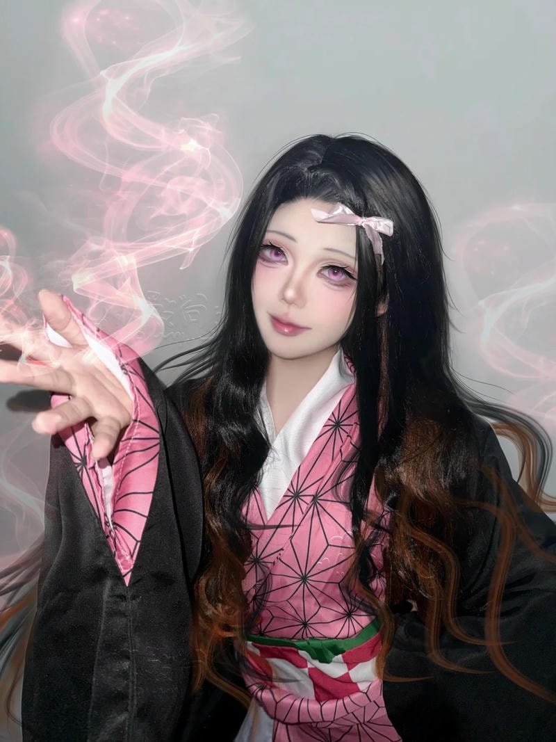 nezuko cosplay bộ ảnh studio ánh sáng mềm