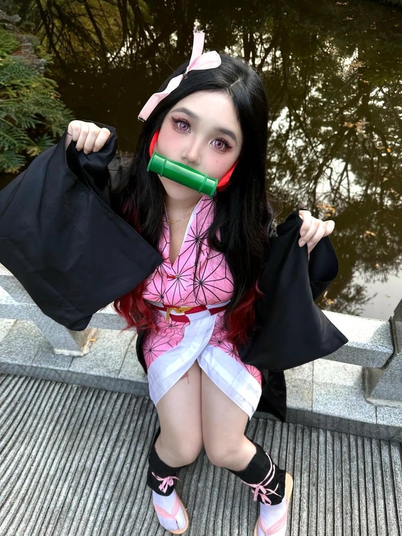 nezuko cosplay chi tiết phụ kiện được đầu tư