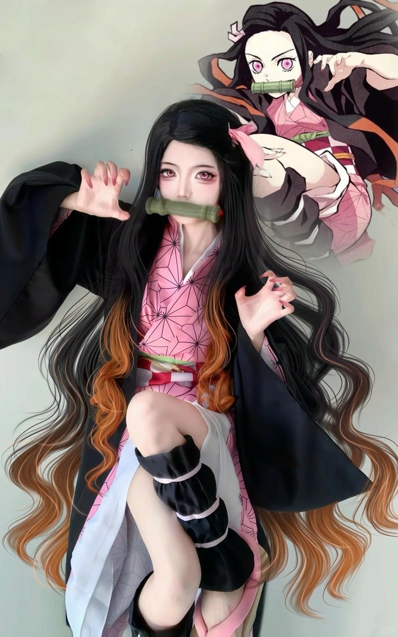 nezuko cosplay trang phục truyền thống chuẩn nguyên tác