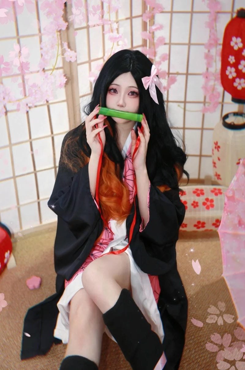 nezuko hóa trang phong cách anime dễ