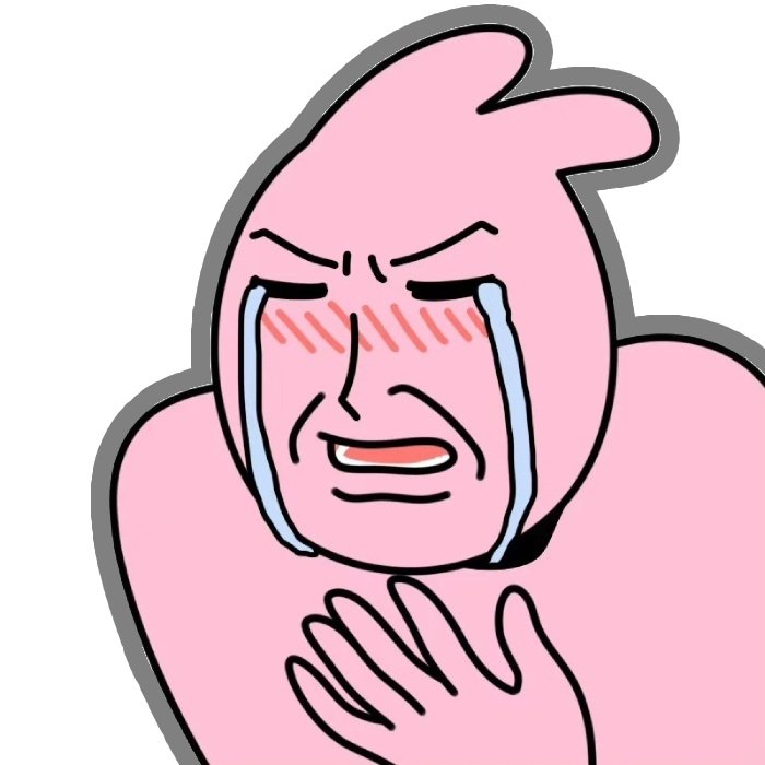 nhân vật hồng chắp tay sticker khóc