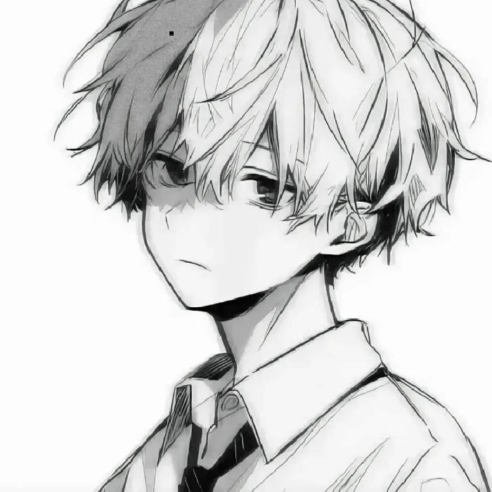 nhân vật nam ảnh anime trắng đen quay lưng